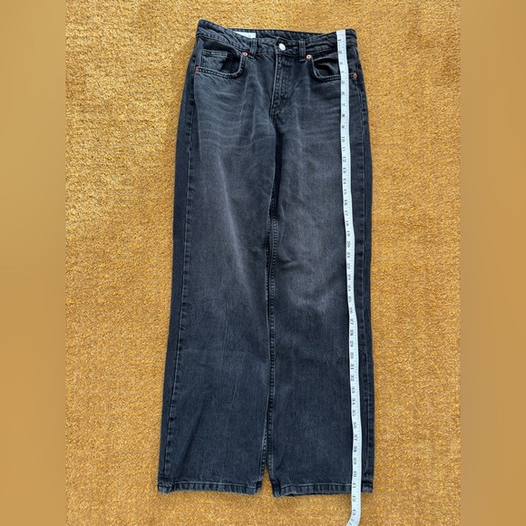 Zara TRF Mid-Rise Wide Leg Black Jeans US 6 - Picture 5 of 9